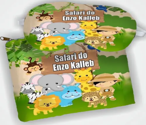Kit Necessaire e Mascara de Dormir  Lembrancinhas Safari Baby