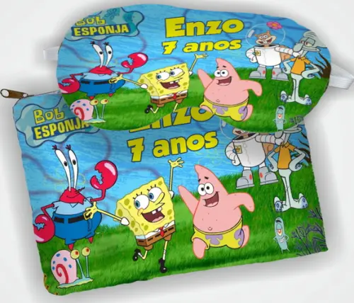 Kit Necessaire e Mascara Personalizada  Lembrancinhas do Bob Esponja