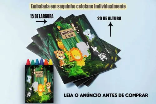 Kit para Colorir Revista e Giz de Cera Safari Baby