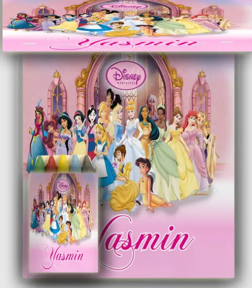 Kit Revista de Colorir com Giz de Cera das Prinscesas