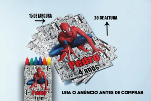 Kit Revista de Colorir com Giz de Cera do Homem Aranha