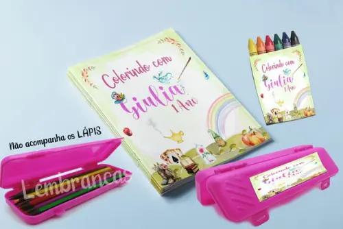 Kit Revista Estojo e Giz Personalizado da Alice
