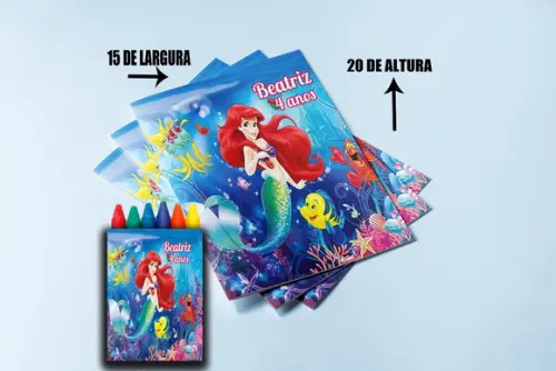 Kit Revistinha de Colorir com Giz de Cera da Sereia Ariel