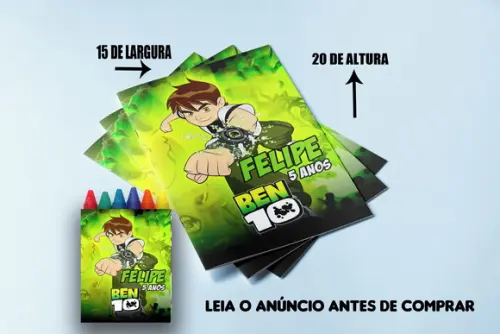 Kit Revistinha de Colorir com Giz de Cera do Ben 10