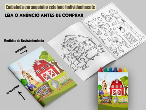 Kit Revistinha de Colorir com Giz de Cera Fazendinha