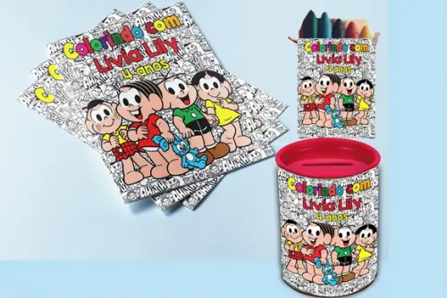 Kit Revistinha de Colorir+ Cofrinho da Turma da Monica