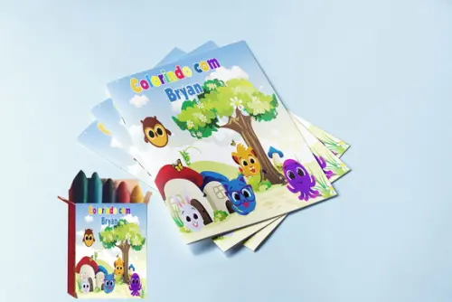 Kit Revistinha e Giz de Cera para Colorir dos Bolofofos