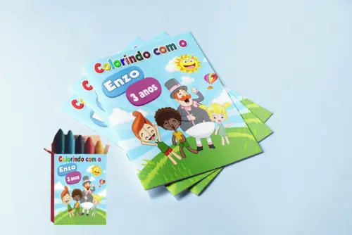 Kit Revistinha e Giz de Cera para Colorir Mundo Bita