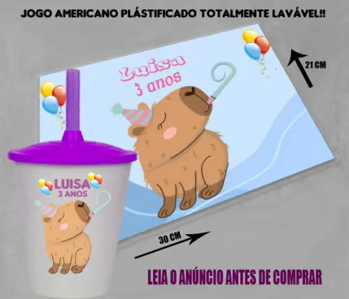 Kit Souplast Jogo Americano + Copo Twister Capivara