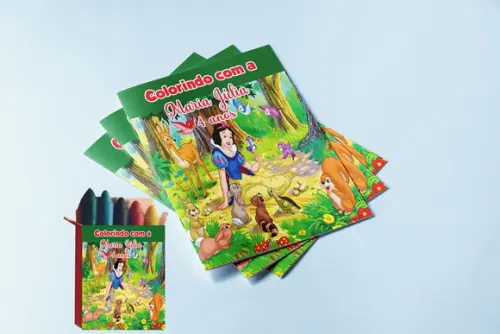 Lembrancinhas de Colorir da Branca de Neve Livrinho com Giz