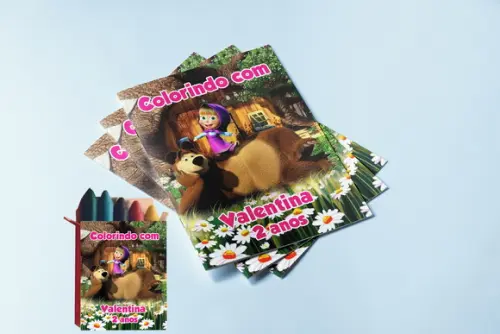 Lembrancinhas Marsha e o Urso Revista de Colorir com Giz