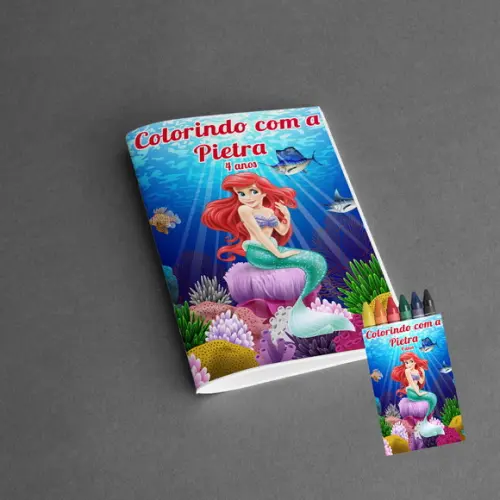 Livrinho de Colorir com Giz de Cera da Sereia Ariel