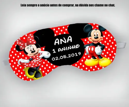 Mascara de Dormir da Minnie e Mikey