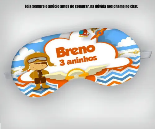 Mascara de Dormir para Lembrancinhas Aviador Infantil