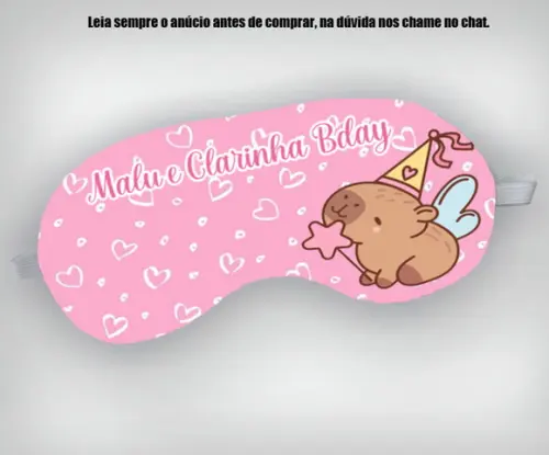 Mascara de Dormir para Lembrancinhas Capivara