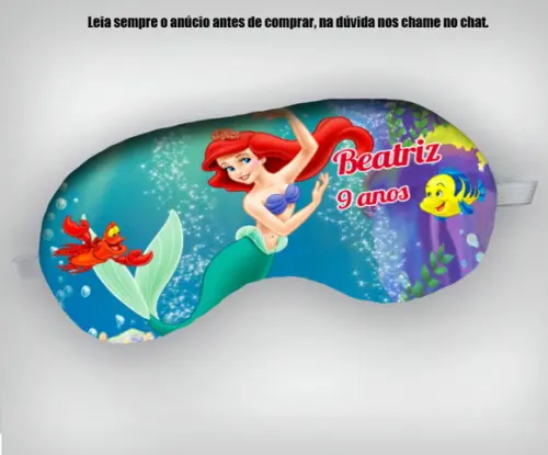 Mascara de Dormir para Lembrancinhas da Sereia Ariel