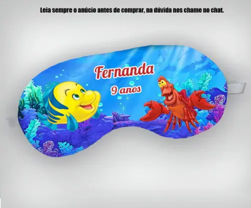 Mascara de Dormir para Lembrancinhas do Linguado e Sebastian