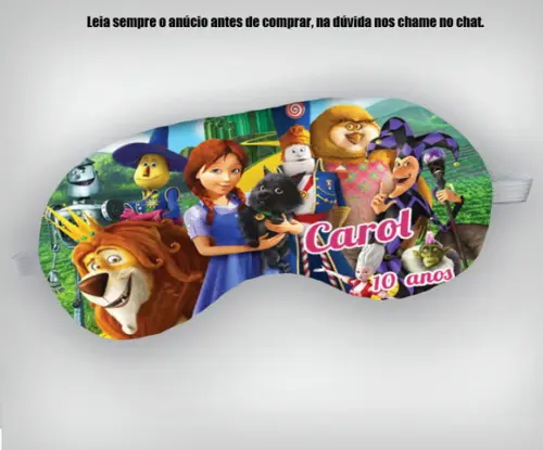 Mascara de Dormir para Lembrancinhas Magico de Oz