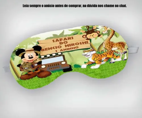 Mascara de Dormir para Lembrancinhas Mickey Safari