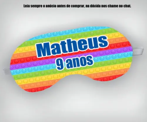 Mascara de Dormir para Lembrancinhas Pop It