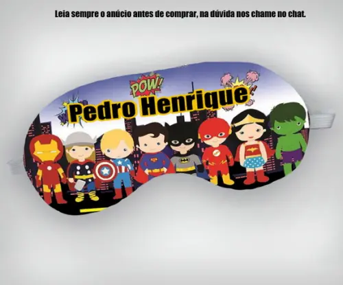 Mascara de Dormir para Lembrancinhas Vingadores