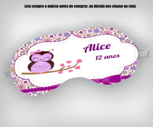 Mascara de Dormir Personalizada Corujinha