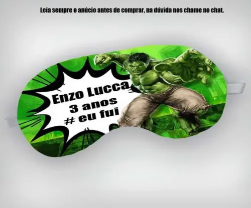 Mascara de Dormir Personalizada do Incrivel Hulk