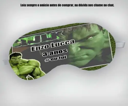Mascara de Dormir Personalizada do Incrível Hulk