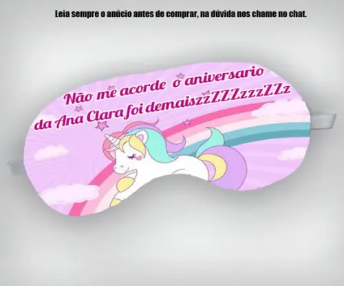 Mascara de Dormir Personalizada do Unicornio