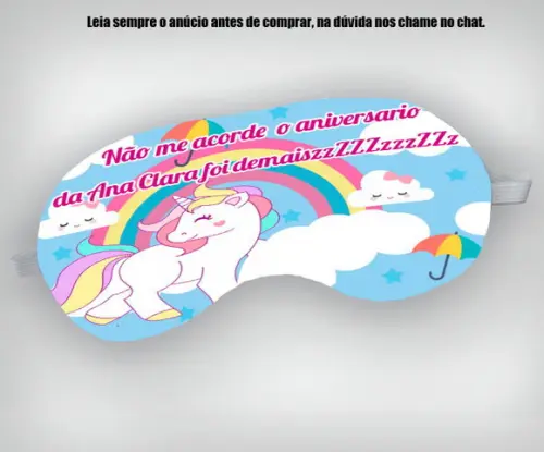 Mascara de Dormir Personalizada do Unicornio