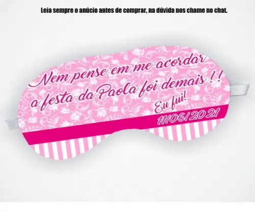 Mascara de Dormir Personalizada para 15 Anos