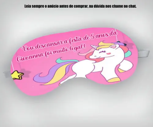 Mascara de Dormir Personalizada Unicornio