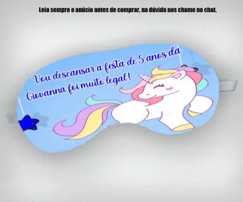 Mascara de Dormir Personalizada Unicornio