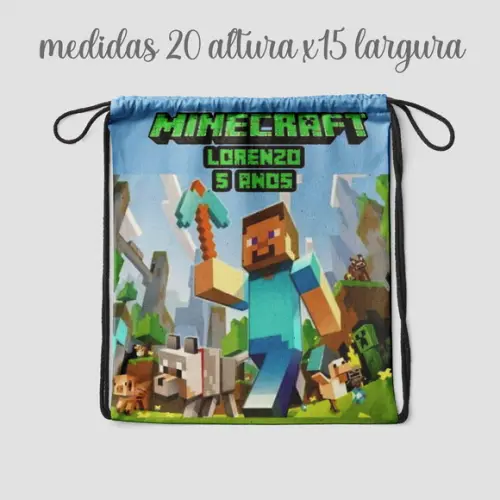 Mochilinha Saquinho Festa Minecraft