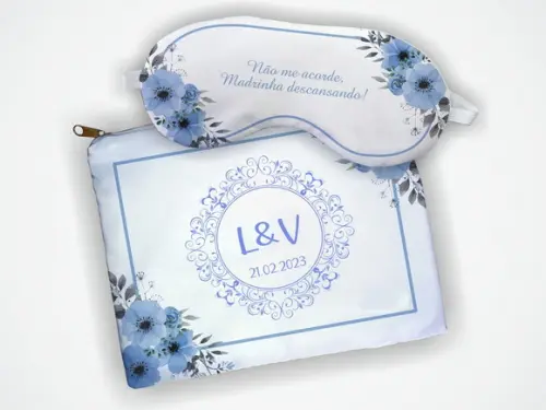 Kit lembrancinhas de Casamento Necessaire e Mascara Personalizada