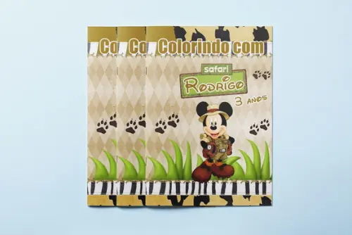 Revista Colorir Giz de Cera+ Cofrinho Personalizado Mickey