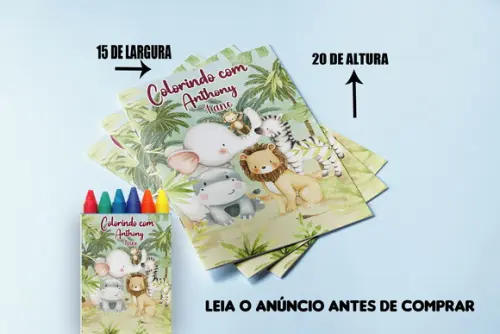 Revista de Colorir + Giz de Cera Safari Baby