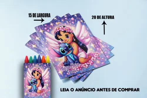 Revista de Colorir com Giz de Cera Angel e Stitch