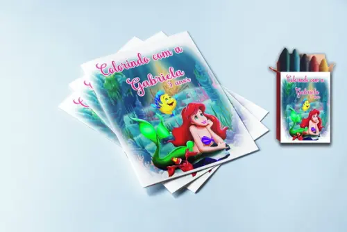 Revista de Colorir com Giz de Cera do Linguado Sereia Ariel