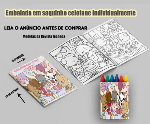 Revista de Colorir com Giz de Cera para Festa Bobbie Goods
