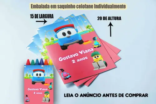 Revista de Colorir com Giz de Cera Léo o Caminhão