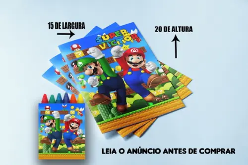 Revista de Colorir com Giz de Cera Super Mario e Luigi
