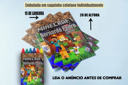 Revista de Colorir com Giz para Festa do Minecraft