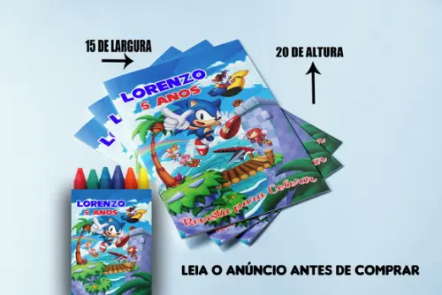 Revista de Colorir e Giz de Cera Sonic