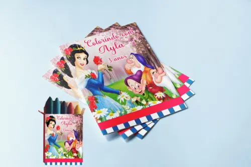 Revista para Colorir com Giz de Cera da Branca de Neve