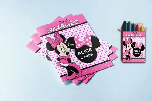 Revistinha Colorir e Giz de Cera da Minnie