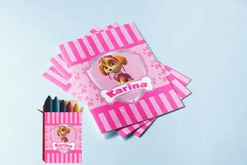 Revistinha Colorir e Giz de Cera da Skye Patrulha Canina