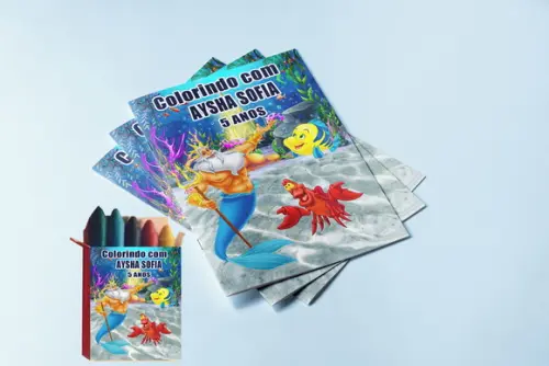 Revistinha de Colorir com Giz de Cera do Tritão Linguado