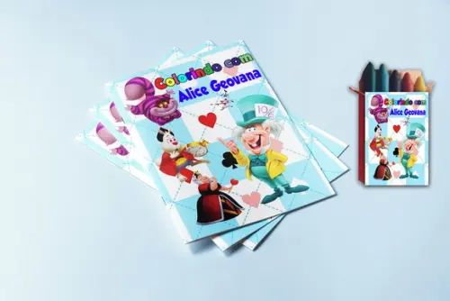 Revistinha de Colorir e Giz de Cera da Alice