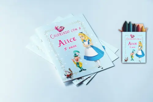 Revistinha de Colorir e Giz de Cera da Alice